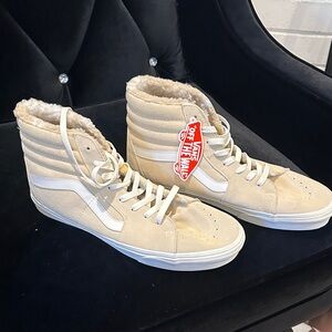 Vans Beige High-Top Sneakers with Shearling